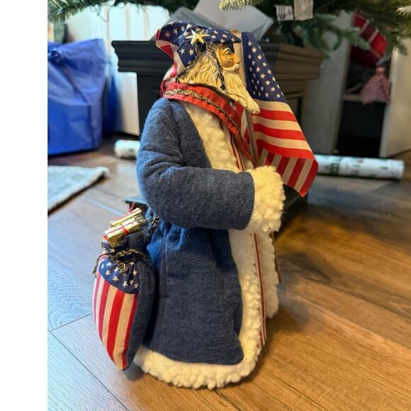 Vtg Lynn Haney Americana Patriotic Santa Claus Christmas Tree Topper 12" USA - Picture 13 of 13